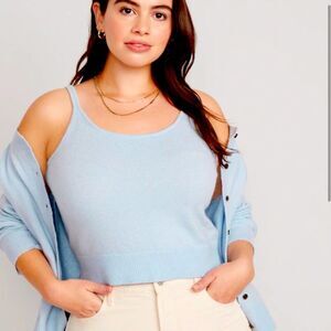NWT Old Navy Plus Cozy Cropped Sweater Tank Light Blue Soft 3X